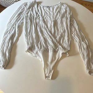 White linen bodysuit AF Abercrombie